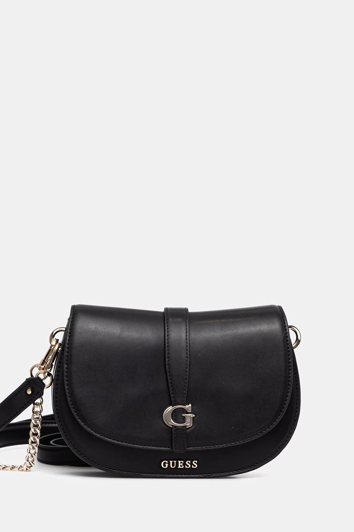 Τσάντα Guess CARRIE απομίμηση λείου δέρματος μαύρο HWVG98.96200