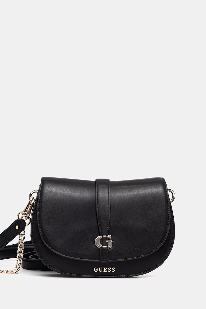 Τσάντα Guess CARRIE απομίμηση λείου δέρματος μαύρο HWVG98.96200