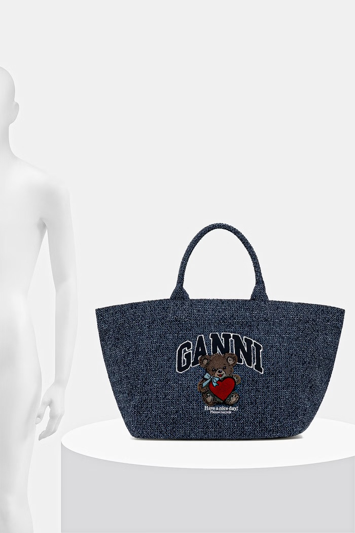 GANNI чанта tote дамска от памук B2110041
