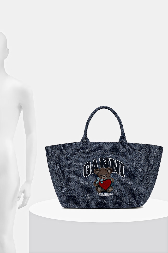 GANNI чанта tote дамска от памук B2110041