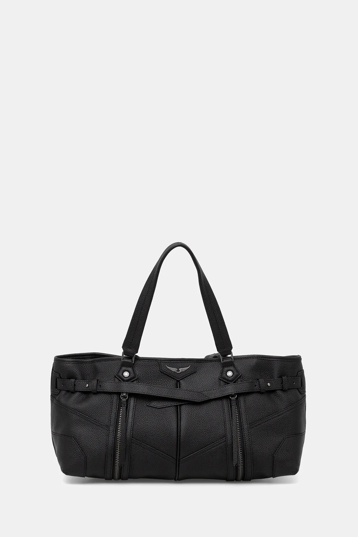 Кожена чанта ZADIG&VOLTAIRE SUNNY SHOPPER GRAINED LEATHER щампа черен LWBA04239