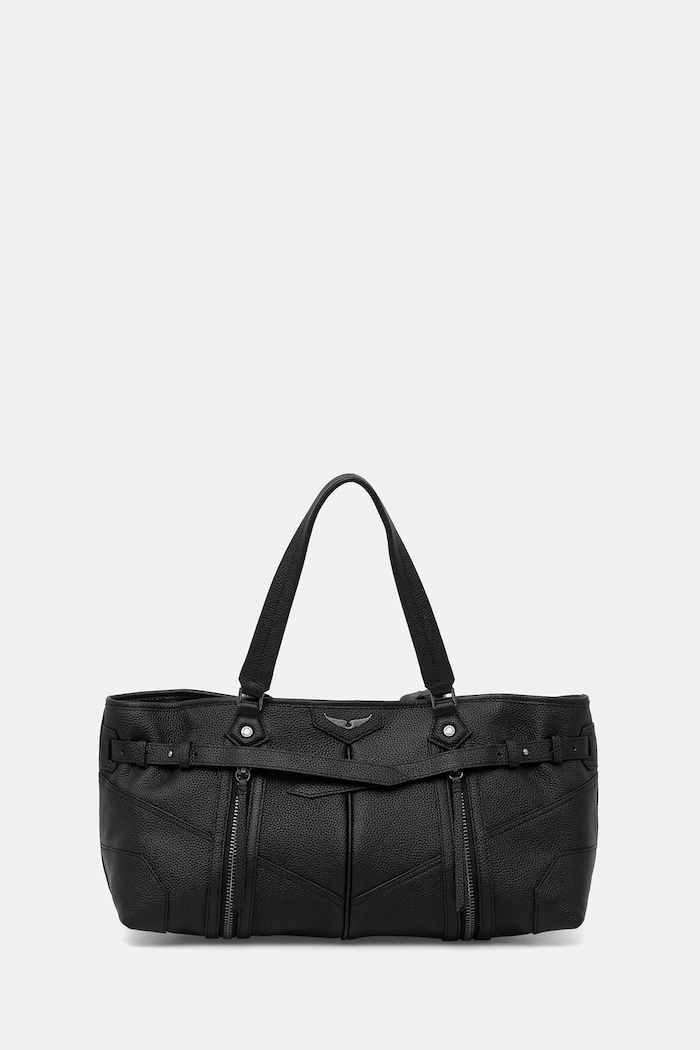 Кожена чанта ZADIG&VOLTAIRE SUNNY SHOPPER GRAINED LEATHER щампа черен LWBA04239