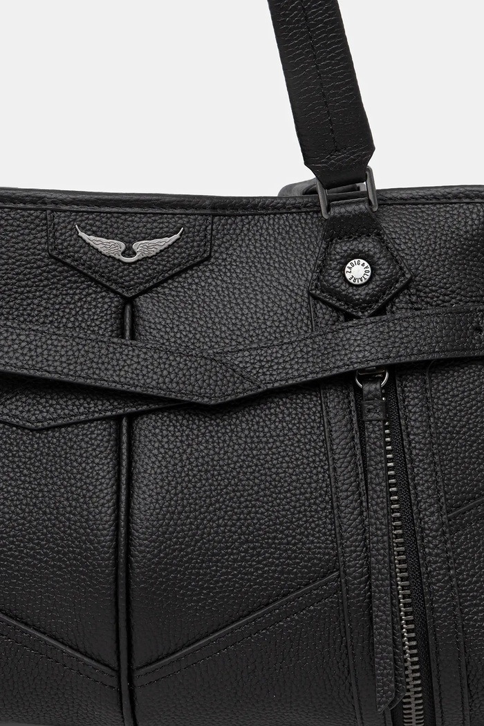 Кожена чанта ZADIG&VOLTAIRE SUNNY SHOPPER GRAINED LEATHER черен LWBA04239
