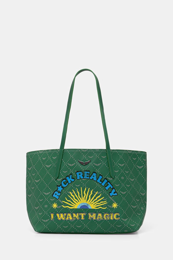 Zadig&Voltaire geantă shopper feminină cu imitație de piele Z SHOPPER MONOGRAM TAG incape in A4 verde LWBA04281