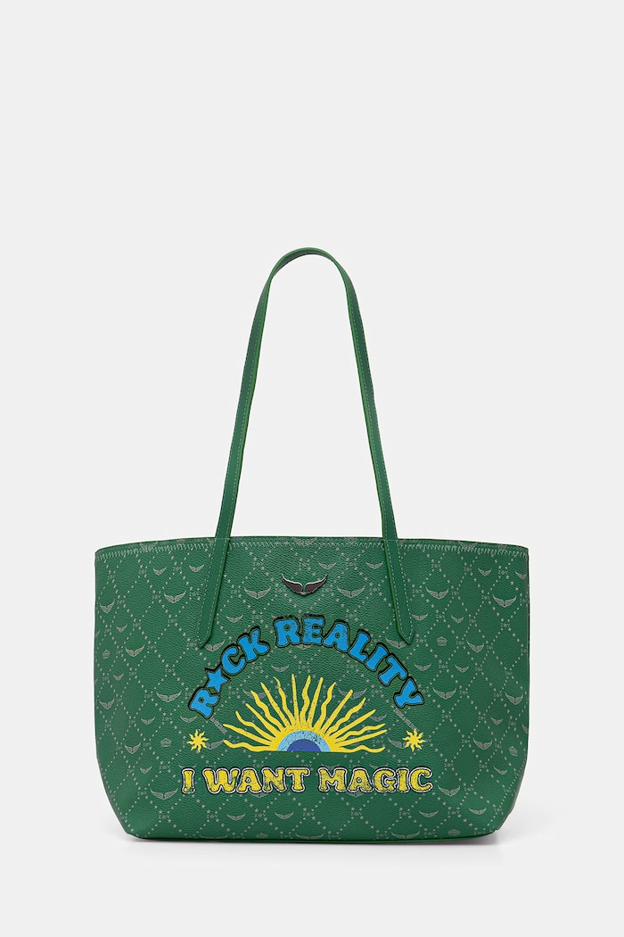 Zadig&Voltaire geantă shopper feminină cu imitație de piele Z SHOPPER MONOGRAM TAG incape in A4 verde LWBA04281