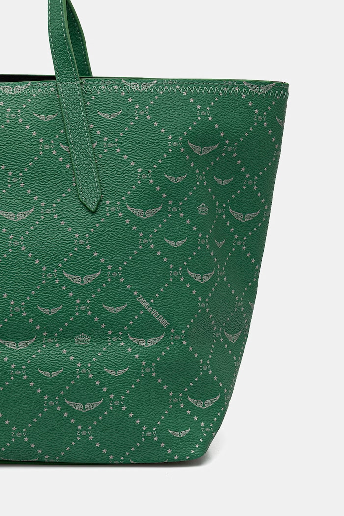 Zadig&Voltaire geantă shopper feminină cu imitație de piele Z SHOPPER MONOGRAM TAG verde LWBA04281