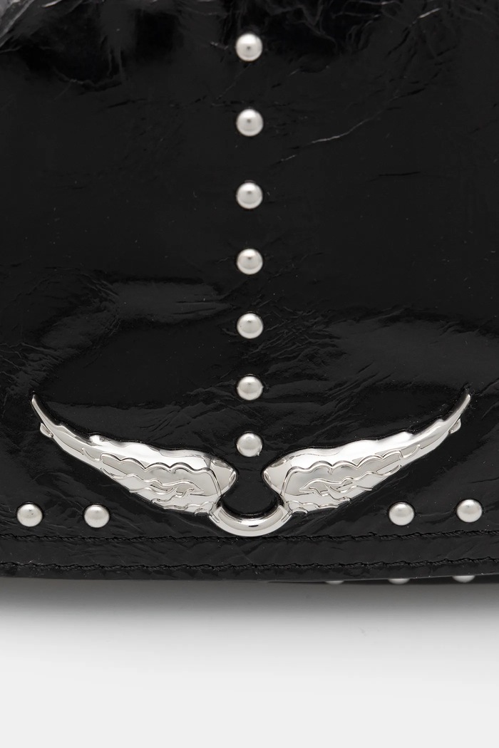 Kožená kabelka ZADIG&VOLTAIRE LE ZOUZOU VINTAGE PATENT STUDS černá LWBA04168
