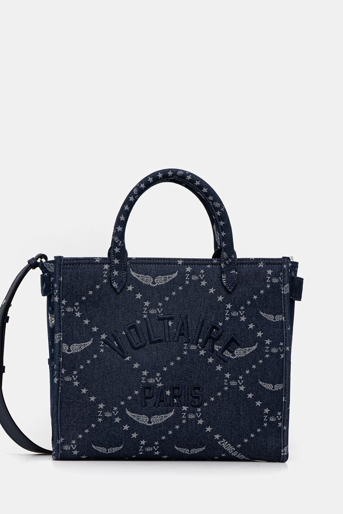 Kabelka ZADIG&VOLTAIRE ANGEL TOTE DENIM MONOGRAM vzorovaný námořnická modř LWBA04248