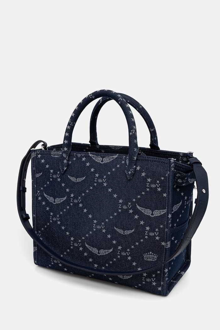 Kabelka ZADIG&VOLTAIRE ANGEL TOTE DENIM MONOGRAM námořnická modř LWBA04248