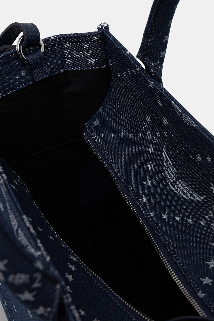 Kabelka ZADIG&VOLTAIRE ANGEL TOTE DENIM MONOGRAM LWBA04248 námořnická modř