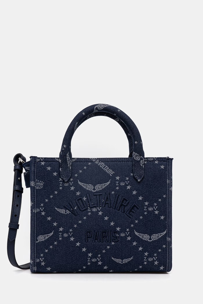 Kabelka ZADIG&VOLTAIRE ANGEL TOTE XS DENIM MONOGRAM vzorovaný námořnická modř LWBA04269