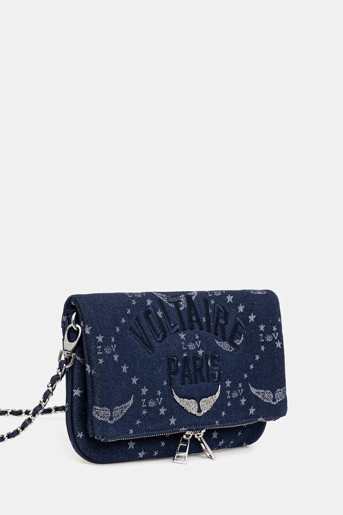 Kabelka ZADIG&VOLTAIRE ROCK DENIM MONOGRAM LWBA04346 námořnická modř SS26