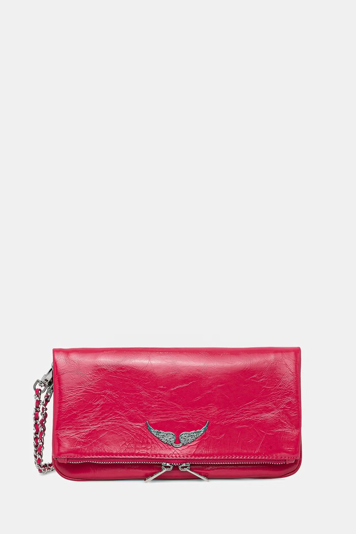Kožená kabelka ZADIG&VOLTAIRE ROCK VINTAGE PATENT přírodní kůže růžová LWBA04212