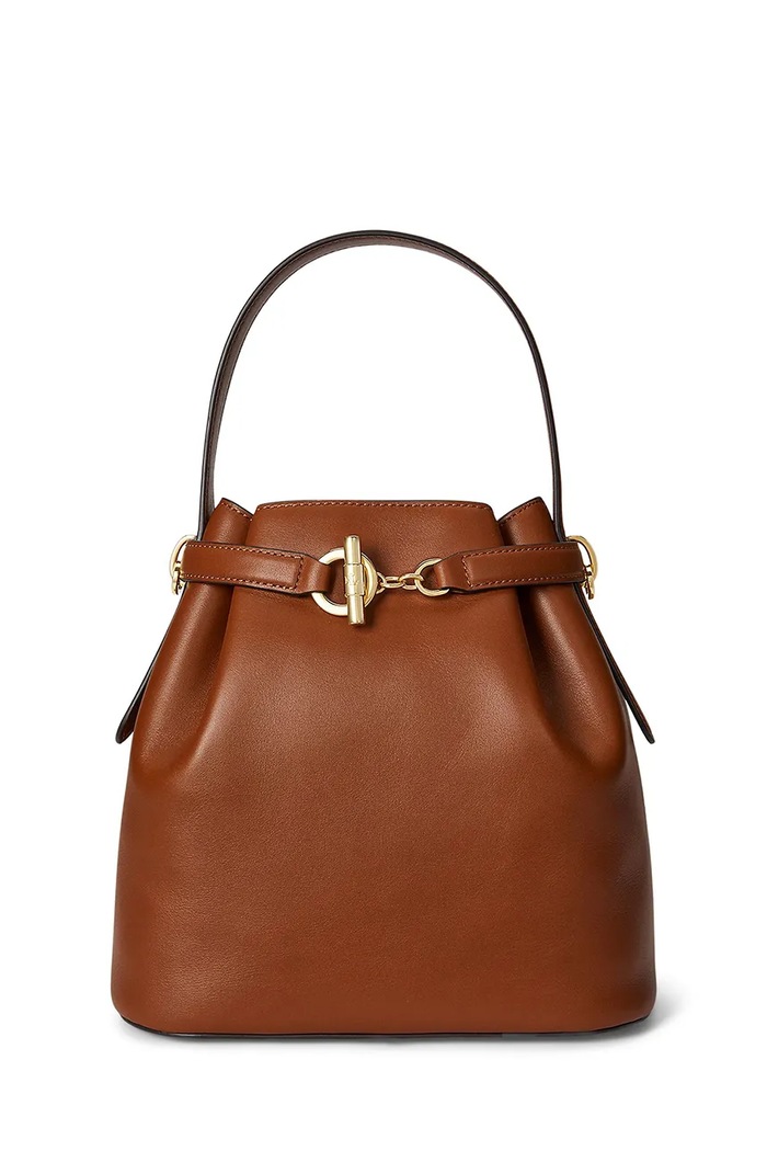 Lauren Ralph Lauren torebka worek damska skórzana brązowy 431982787