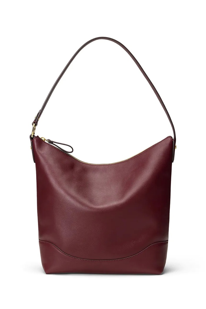 Lauren Ralph Lauren Torebka shopper damska skórzana bordowy 431P03419