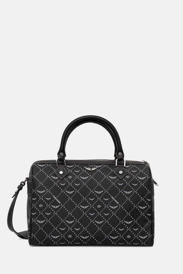 Kabelka ZADIG&VOLTAIRE SUNNY VIBE MEDIUM MONOGRAM vejde se A4 černá LWBA04166