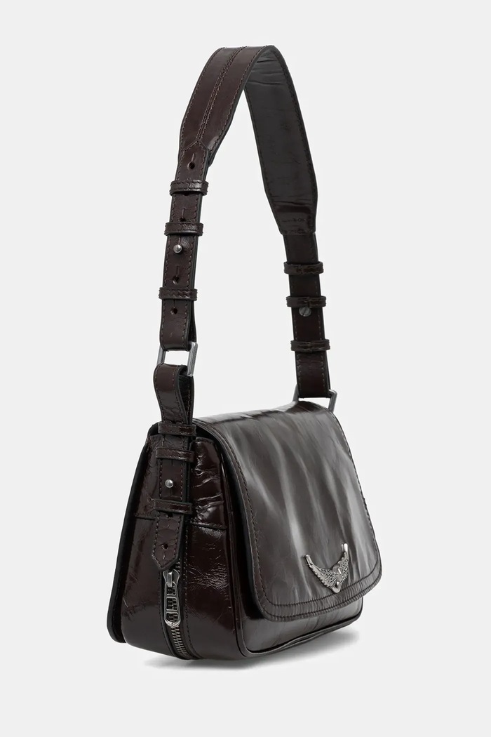 Kožená kabelka ZADIG&VOLTAIRE LE ZOUZOU VINTAGE PATENT LWBA04169 hnědá SS26
