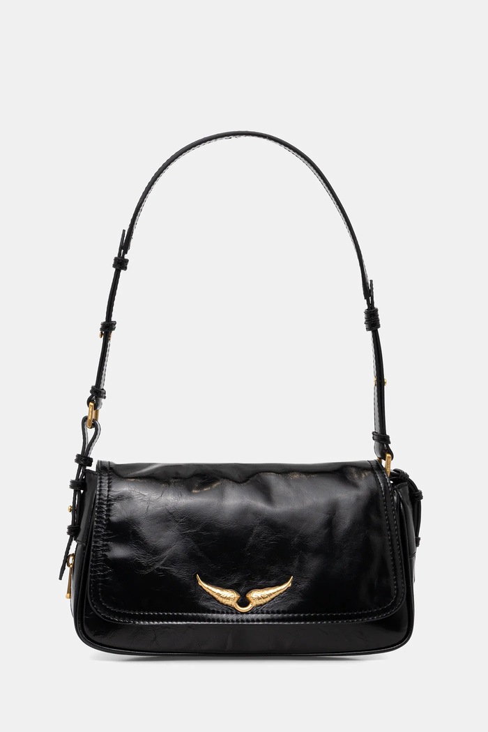 Kožená kabelka ZADIG&VOLTAIRE LE ZOUZOU VINTAGE PATENT nevejde se A4 černá LWBA04169