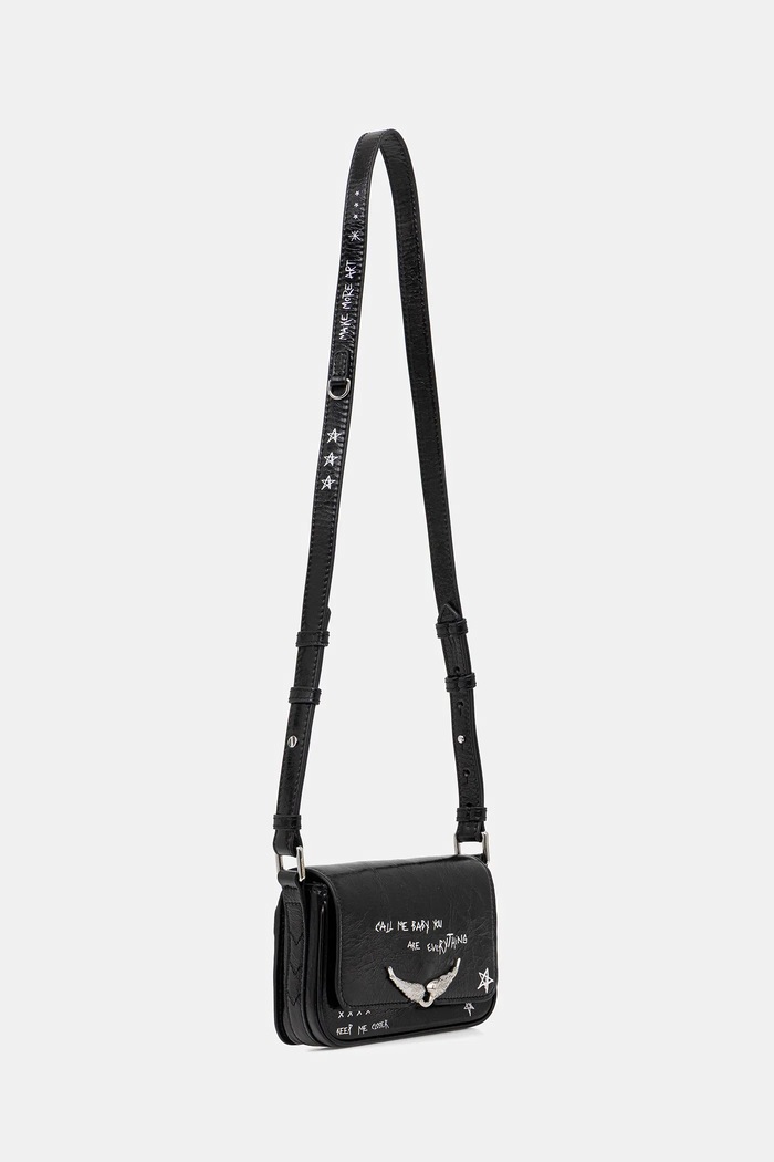 Kožená kabelka ZADIG&VOLTAIRE LE ZAZI VINTAGE GRAFFITI LWBA04188 černá SS26