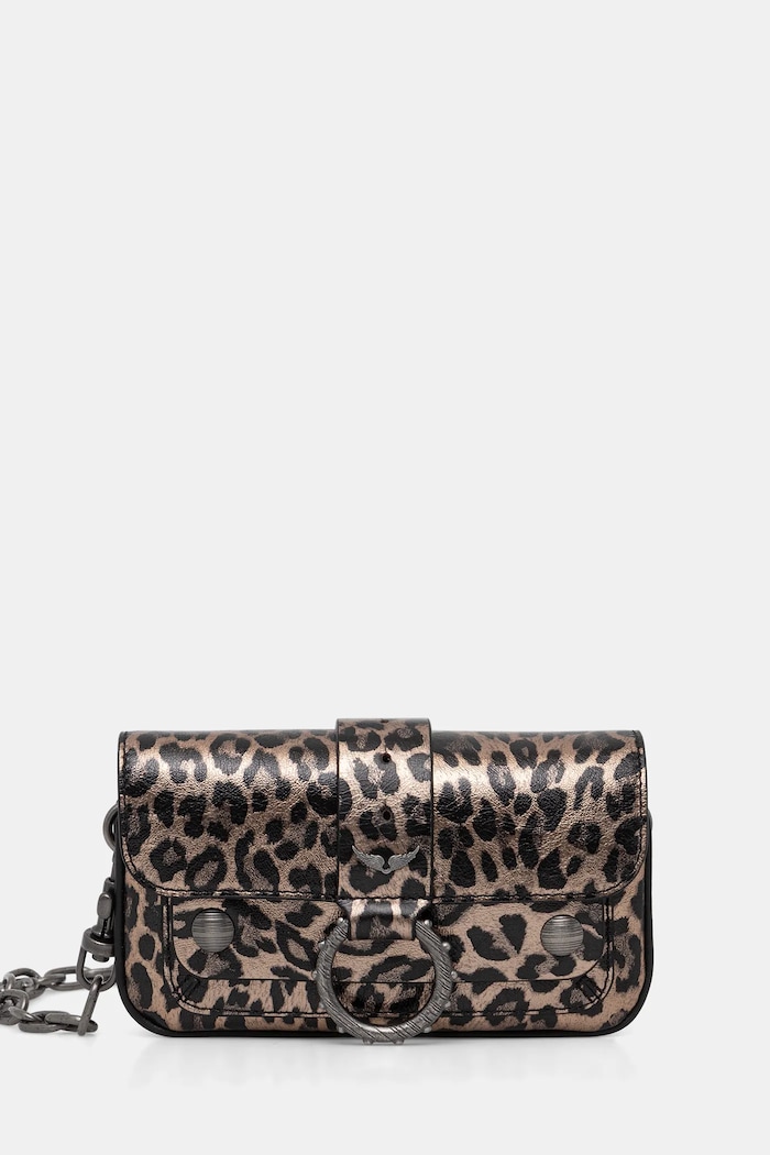 Kožená kabelka ZADIG&VOLTAIRE KATE WALLET METAL LEO přírodní kůže černá LWBA04185
