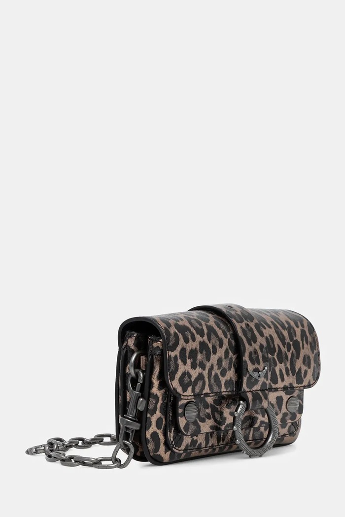 Kožená kabelka ZADIG&VOLTAIRE KATE WALLET METAL LEO LWBA04185 černá SS26