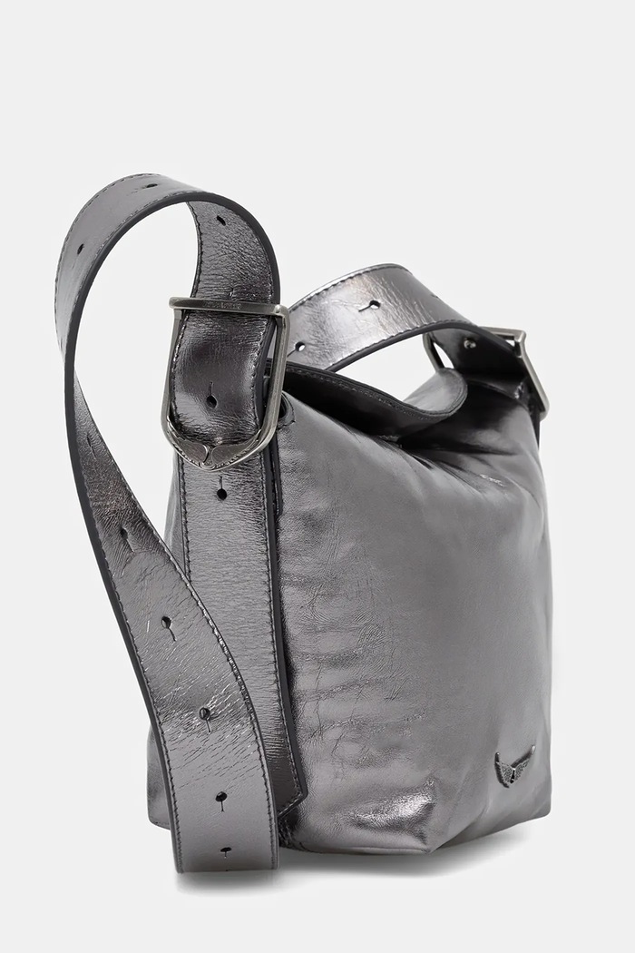 Kožená kabelka ZADIG&VOLTAIRE BABY JANE VINTAGE METAL LWBA04151 šedá SS26