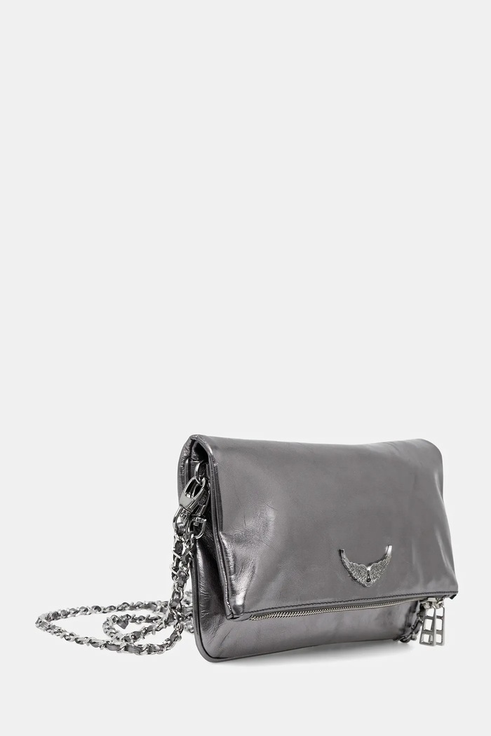 Kožená kabelka ZADIG&VOLTAIRE ROCK VINTAGE METAL LWBA04153 šedá SS26