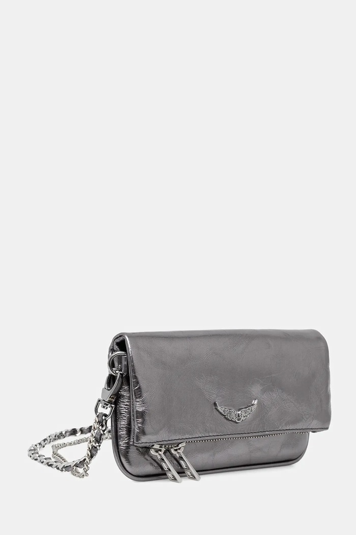 ZADIG&VOLTAIRE torebka skórzana ROCK NANO VINTAGE METAL LWBA04155 szary SS26