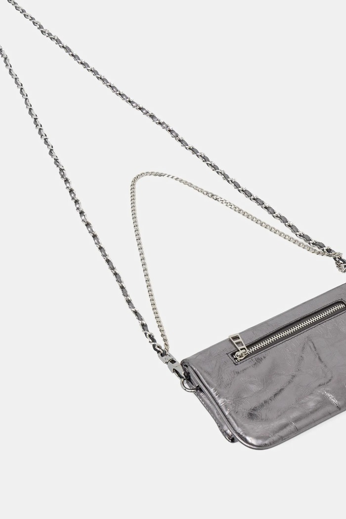 Akcesoria ZADIG&VOLTAIRE torebka skórzana ROCK NANO VINTAGE METAL LWBA04155 szary