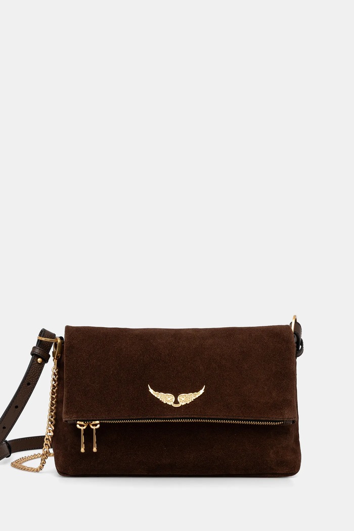 Zadig&Voltaire Torebka zamszowa ROCKY II SUEDE brązowy LWBA04201