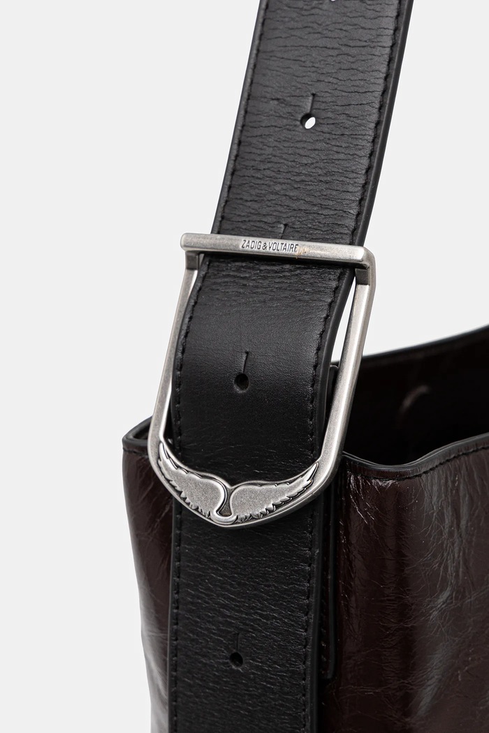 Kožená kabelka ZADIG&VOLTAIRE JANE HOBO VINTAGE PATENT hnědá LWBA04184