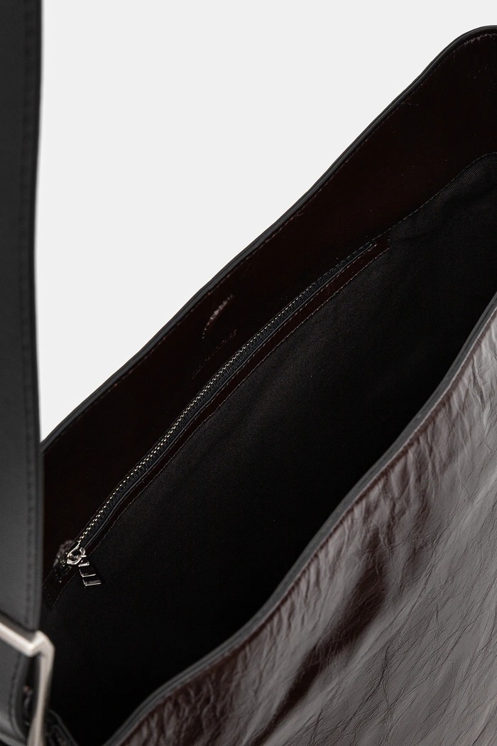 Kožená kabelka ZADIG&VOLTAIRE JANE HOBO VINTAGE PATENT LWBA04184 hnědá