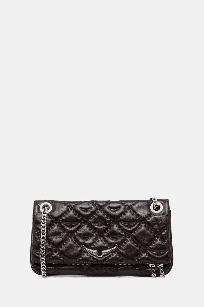 Kožená kabelka ZADIG&VOLTAIRE ROCK II VINTAGE MONOGRAM přírodní kůže hnědá LWBA04189