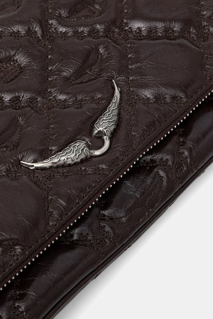 Kožená kabelka ZADIG&VOLTAIRE ROCK II VINTAGE MONOGRAM hnědá LWBA04189