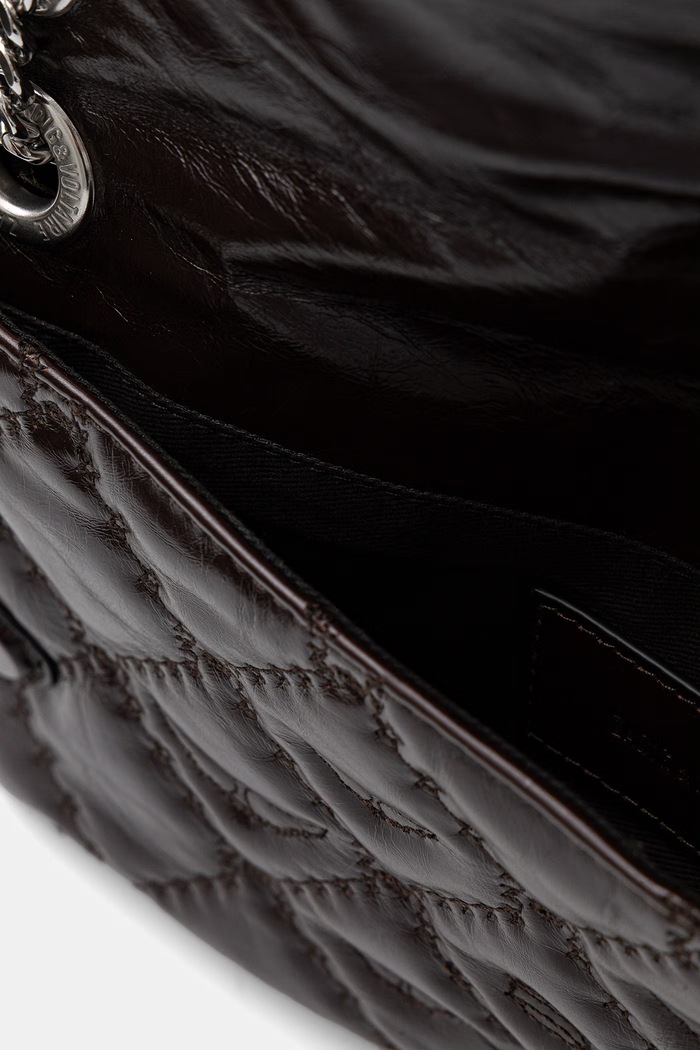 Kožená kabelka ZADIG&VOLTAIRE ROCK II VINTAGE MONOGRAM LWBA04189 hnědá