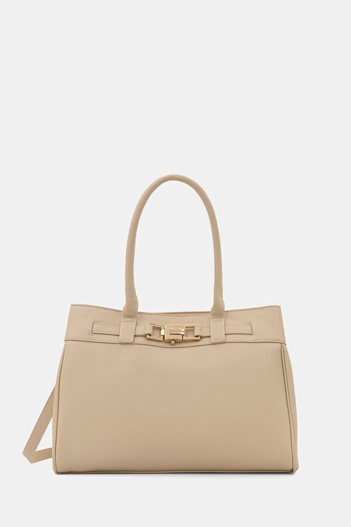 Valentino Bags nákupní taška dámská z imitace kůže vejde se A4 béžová VBS9QB01