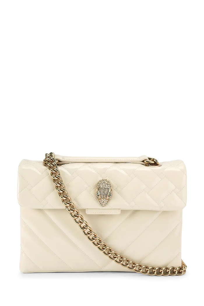 Usnjena torbica Kurt Geiger London Kensington Ne ustreza A4 bež 5021542309