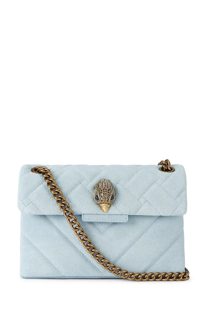 Kožená kabelka Kurt Geiger London Kensington nášivka modrá 5017382219