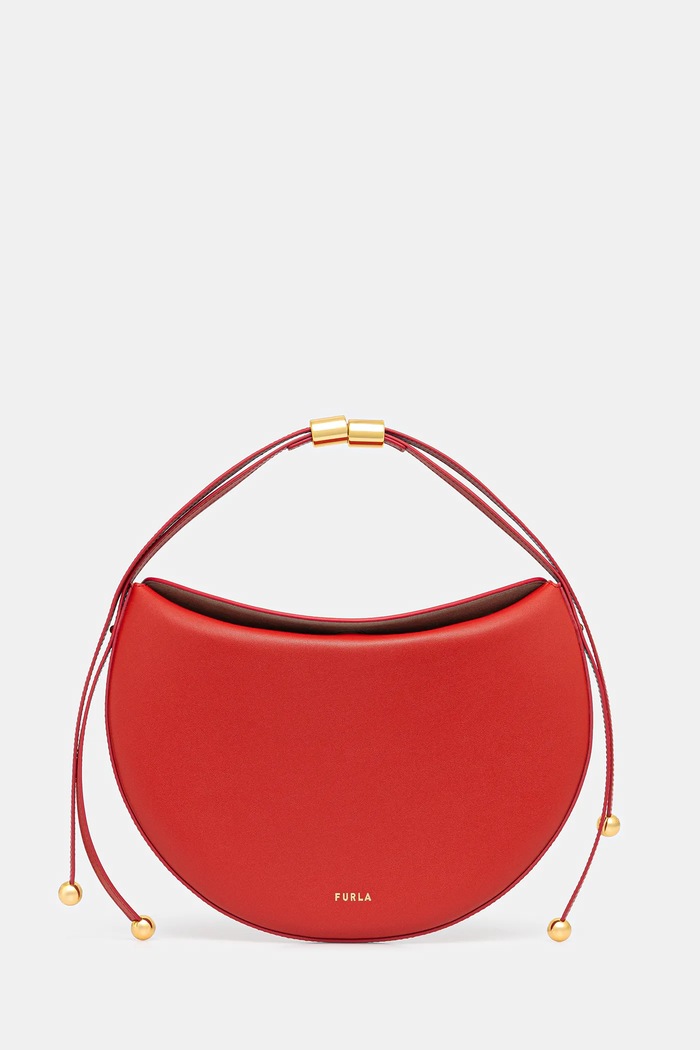 Кожена чанта Furla Moonstone M Shoulder Bag гладка кожа червен WB01868.BX3104.4484S