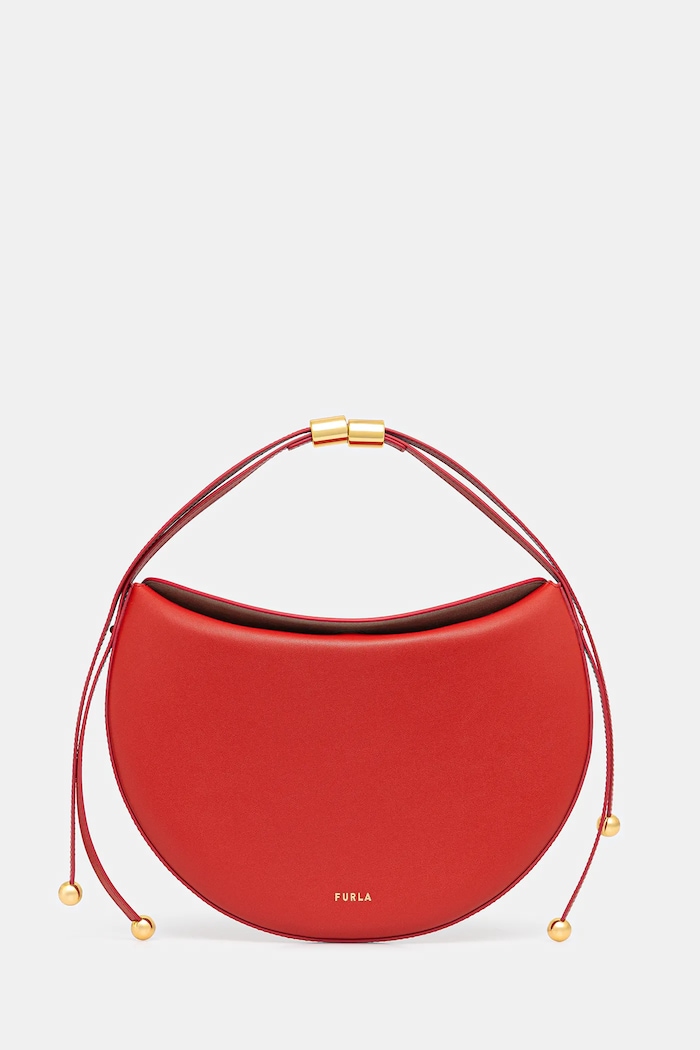 Кожена чанта Furla Moonstone M Shoulder Bag гладка кожа червен WB01868.BX3104.4484S
