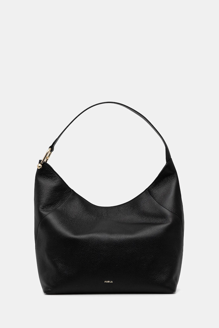Δερμάτινη τσάντα Furla Lara L Hobo λείο δέρμα μαύρο WB01876.HSF000.O6000