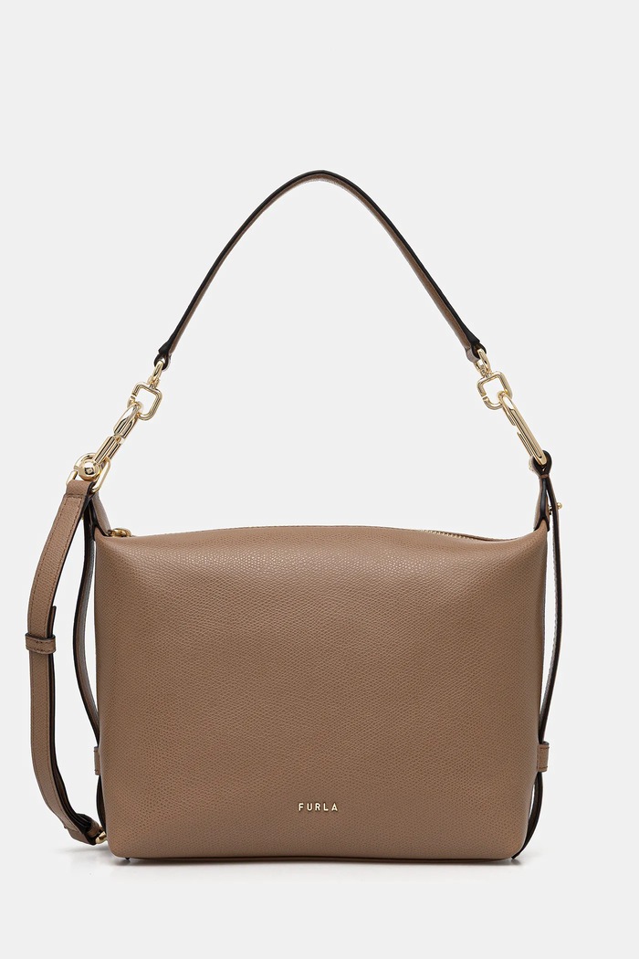 Furla torebka skórzana Tonie Mini Hobo skóra licowa brązowy WE00877.A.0023.4489S