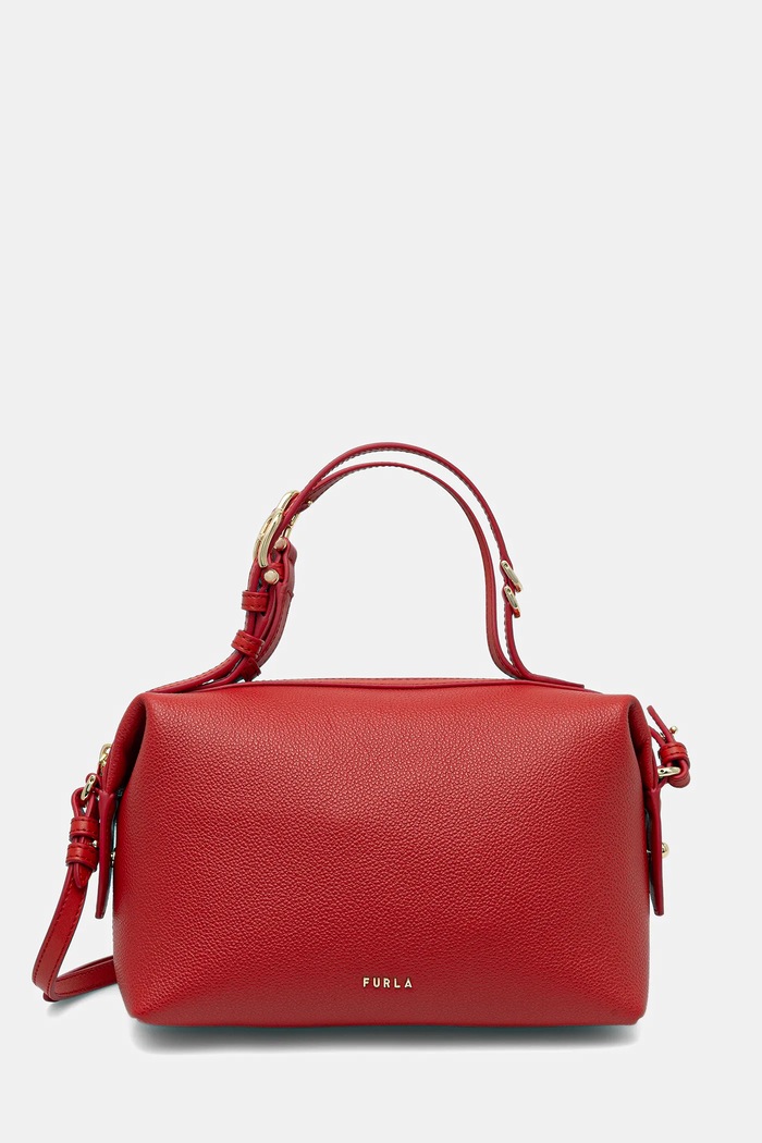 Usnjena torbica Furla Double Mini Boston Bag Snemljiv rdeča WE00870.BX3036.4484S