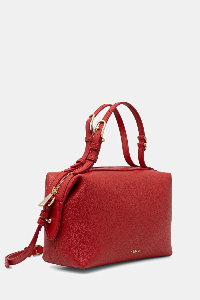 Usnjena torbica Furla Double Mini Boston Bag WE00870.BX3036.4484S rdeča SS26