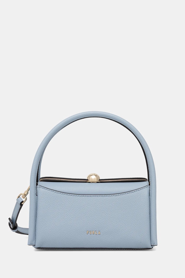 Kožená kabelka Furla Nicole Mini Boston Bag usňová koža modrá WE00893.BX4296.CDZ00