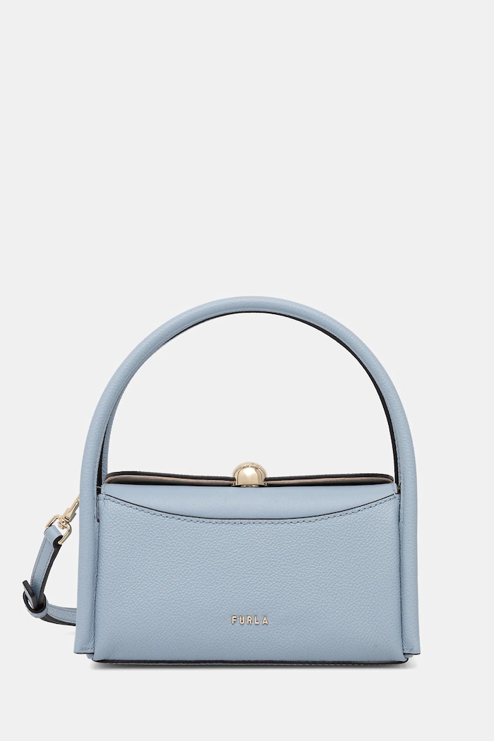 Kožená kabelka Furla Nicole Mini Boston Bag usňová koža modrá WE00893.BX4296.CDZ00
