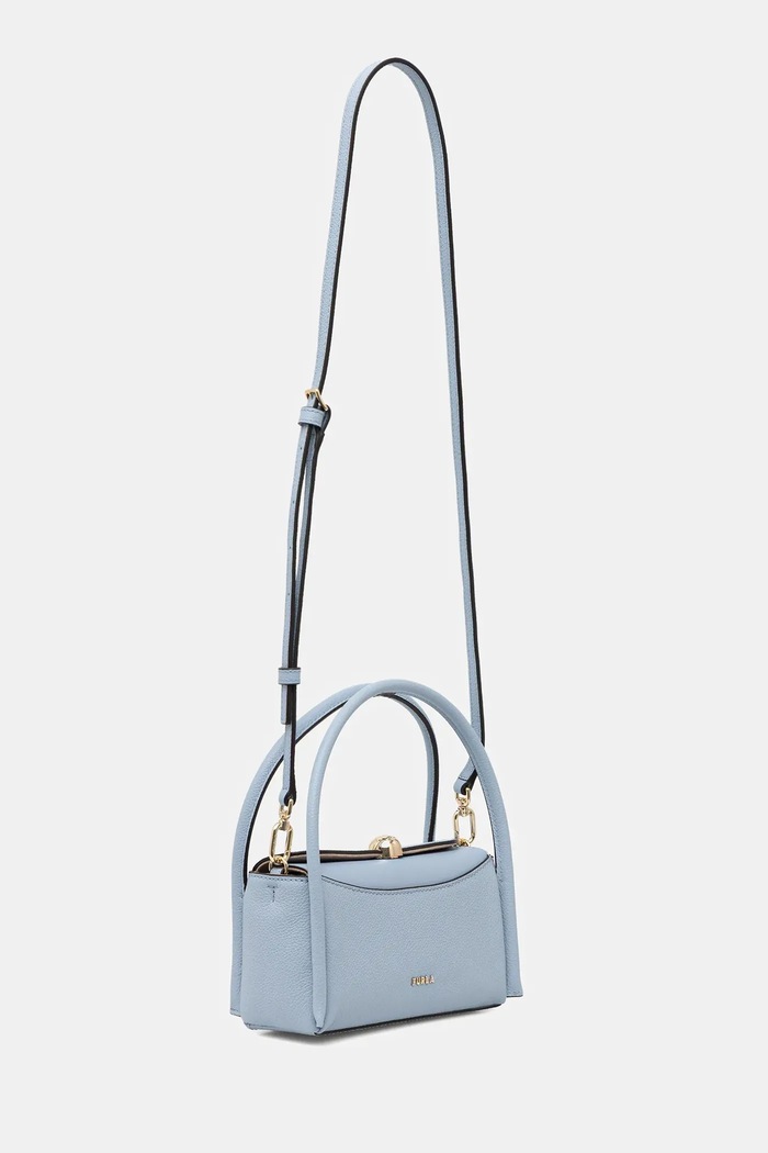 Kožená kabelka Furla Nicole Mini Boston Bag WE00893.BX4296.CDZ00 modrá SS26