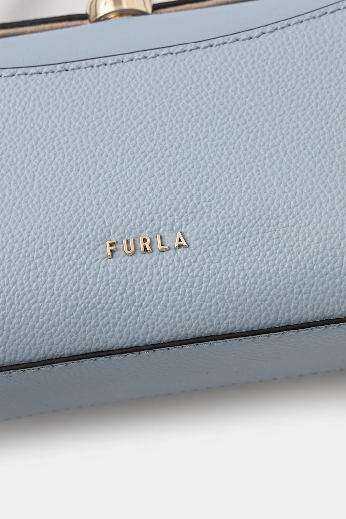 Kožená kabelka Furla Nicole Mini Boston Bag modrá WE00893.BX4296.CDZ00