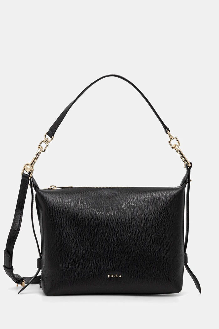 Usnjena torbica Furla Tonie Mini Hobo Ne ustreza A4 črna WE00877.A.0023.O6000