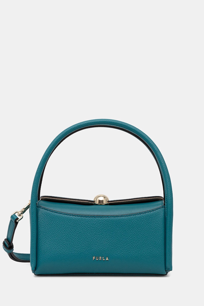 Kožna torba Furla Nicole Mini Boston Bag bez uzorka tirkizna WE00893.BX4296.4487S